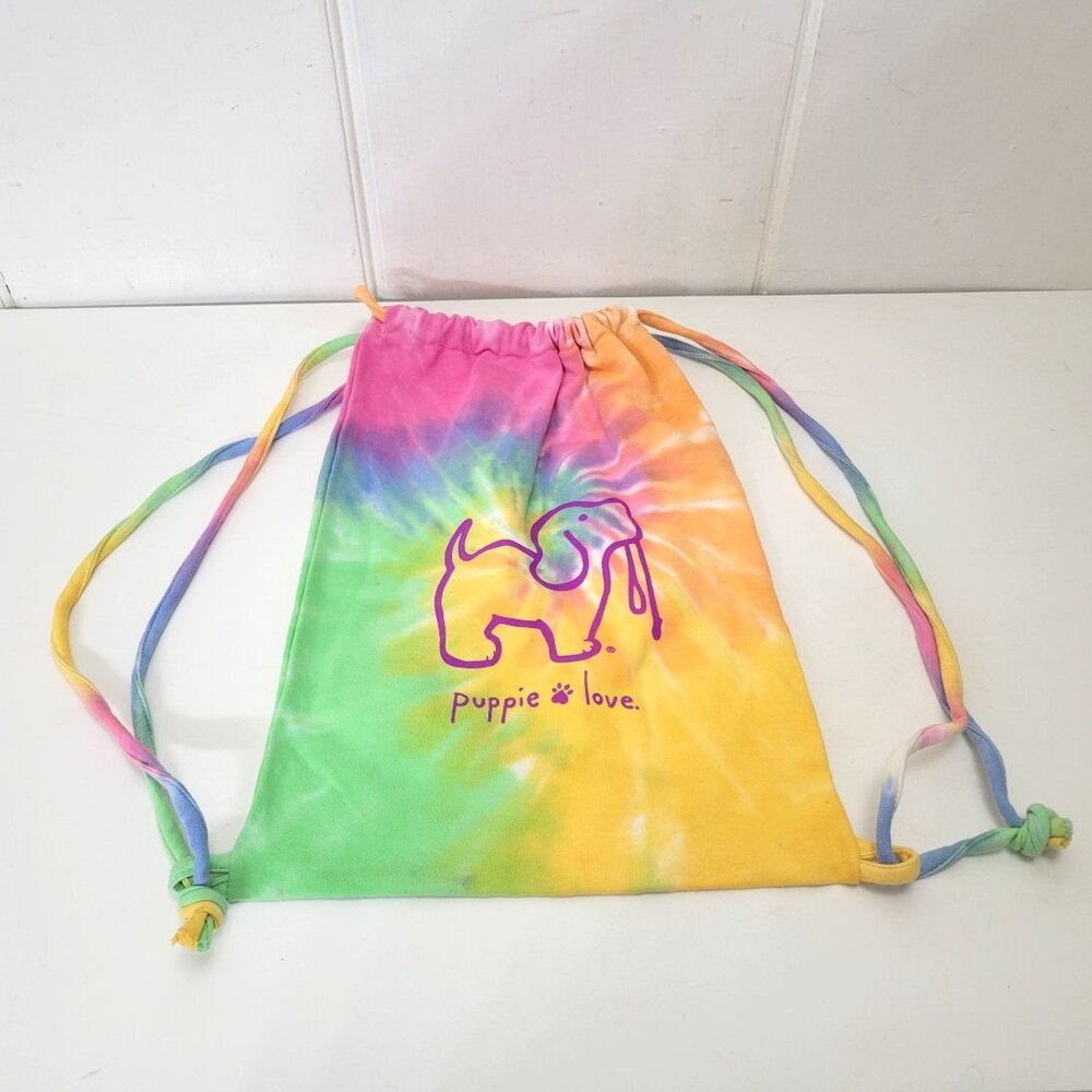 Tie-Dye Puppie Love Drawstring Backpack Bag NWT